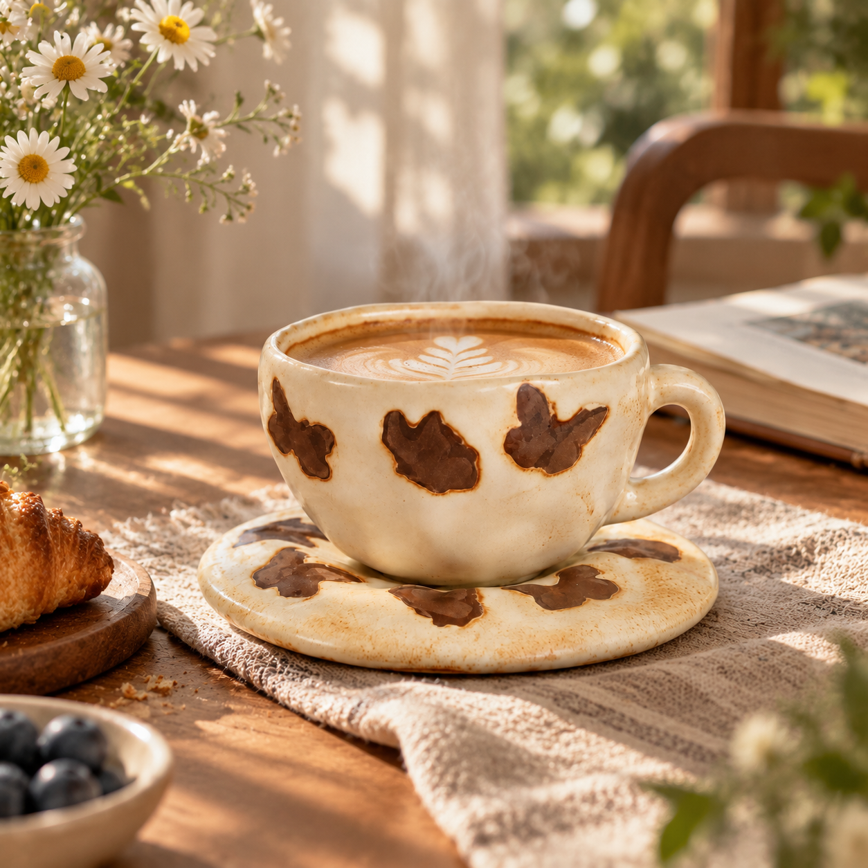 Rock White Butterfly Kiln-Glazed Coffee Cup