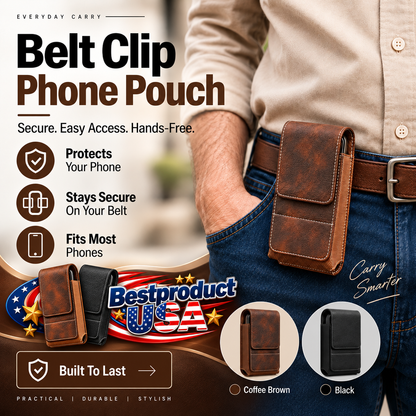 ⚡Big Discount | Waist Belt Cell Phone Pouch 📱 Multi-Pocket Leather Holster with Card Holder-2