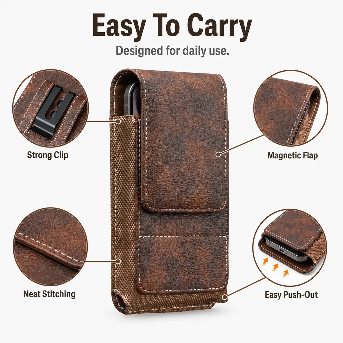 ⚡Big Discount | Waist Belt Cell Phone Pouch 📱 Multi-Pocket Leather Holster with Card Holder-2