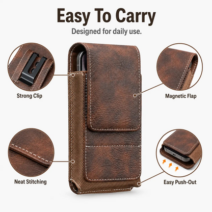 ⚡Big Discount | Waist Belt Cell Phone Pouch 📱 Multi-Pocket Leather Holster with Card Holder-2