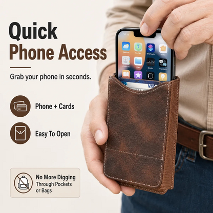 ⚡Big Discount | Waist Belt Cell Phone Pouch 📱 Multi-Pocket Leather Holster with Card Holder-2