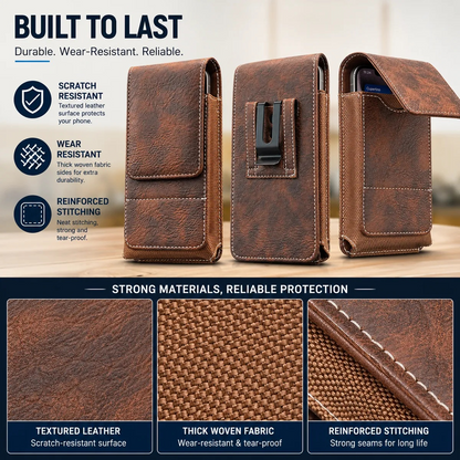 ⚡Big Discount | Waist Belt Cell Phone Pouch 📱 Multi-Pocket Leather Holster with Card Holder-2