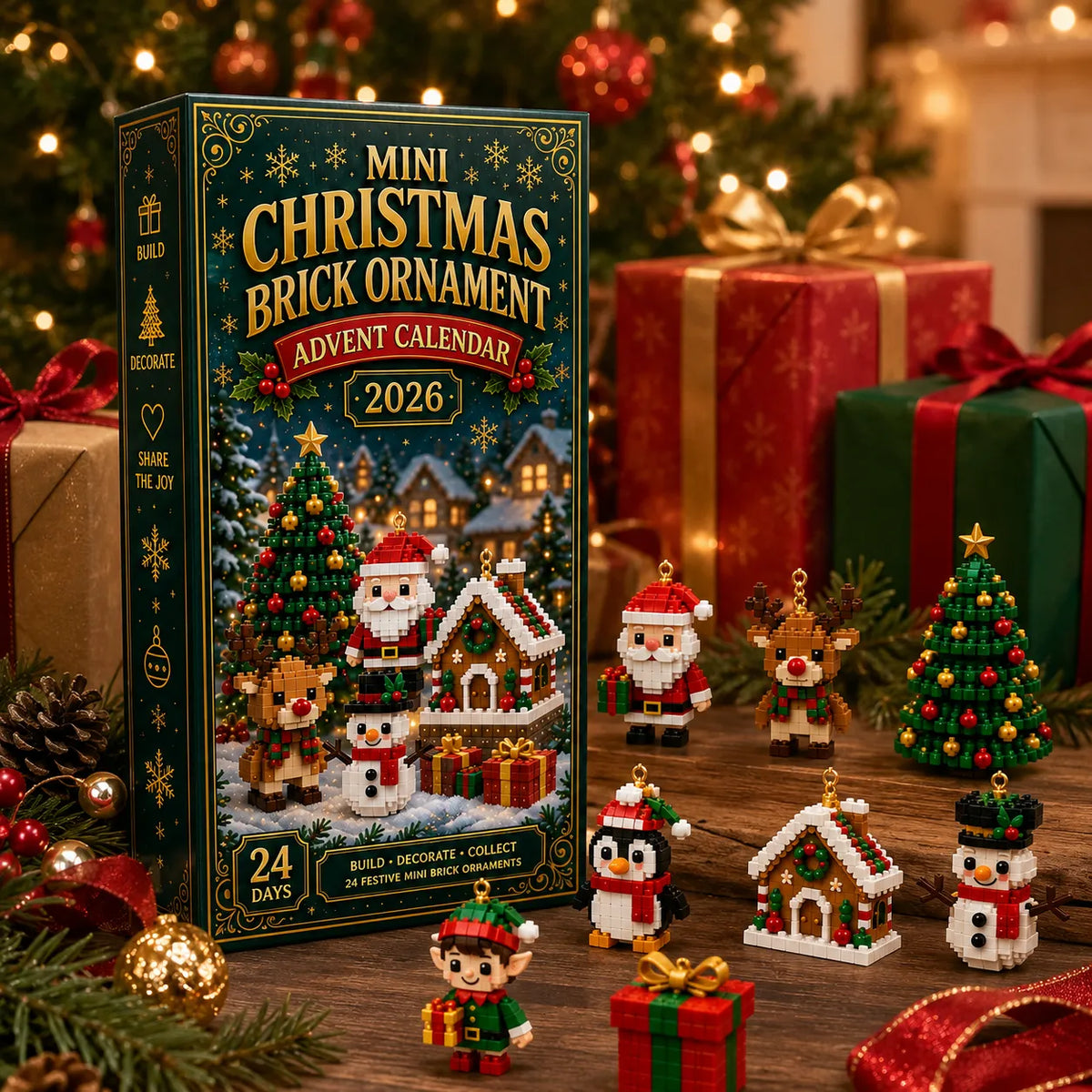 ⏳ Last Day 50% OFF – 🎄24-Day Mini Christmas Brick Ornament Advent Calendar | 24 Unique Buildable Holiday Ornaments to Create, Hang & Keep 🧱