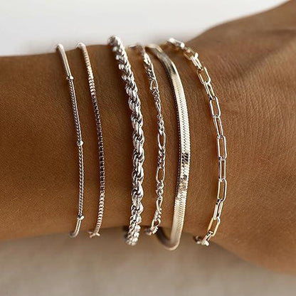 Eunoieuon 6-Chain Stacking Bracelet Set
