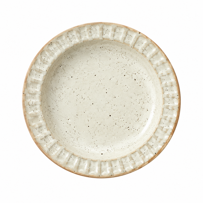 Coarse Ceramic Cake Plate - Sesame White