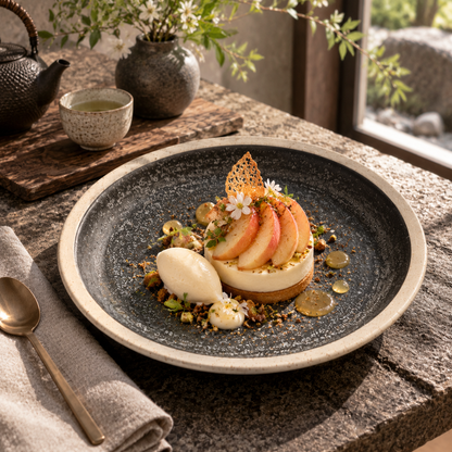 Black Ceramic Dessert Plate