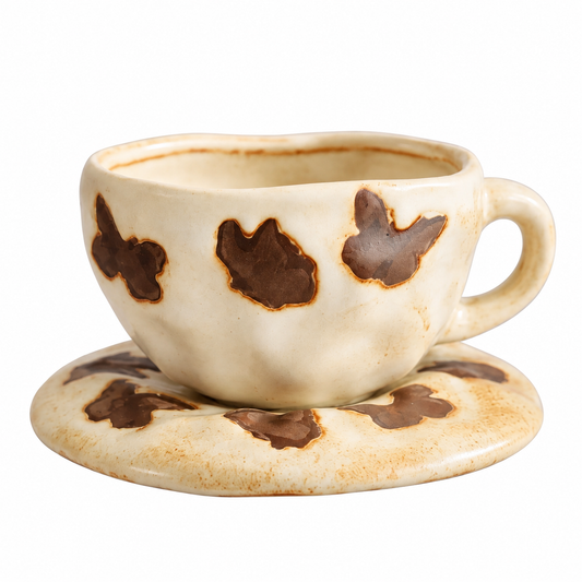 Rock White Butterfly Kiln-Glazed Coffee Cup